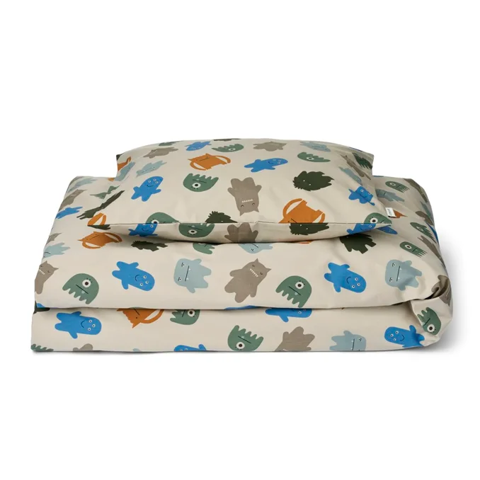 Liewood Ingeborg junior sengetøj m print, monsters blue mix