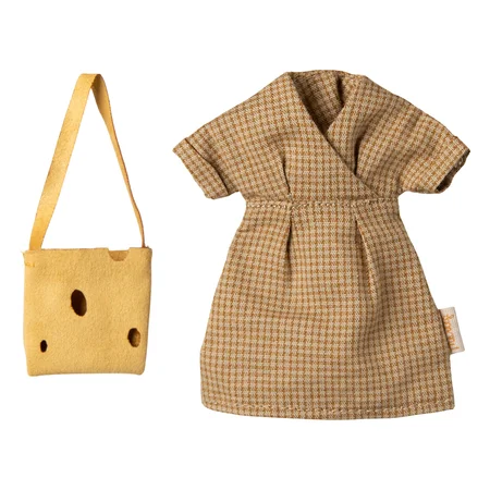 Maileg tøj til mor mus, kjole og ostetaske