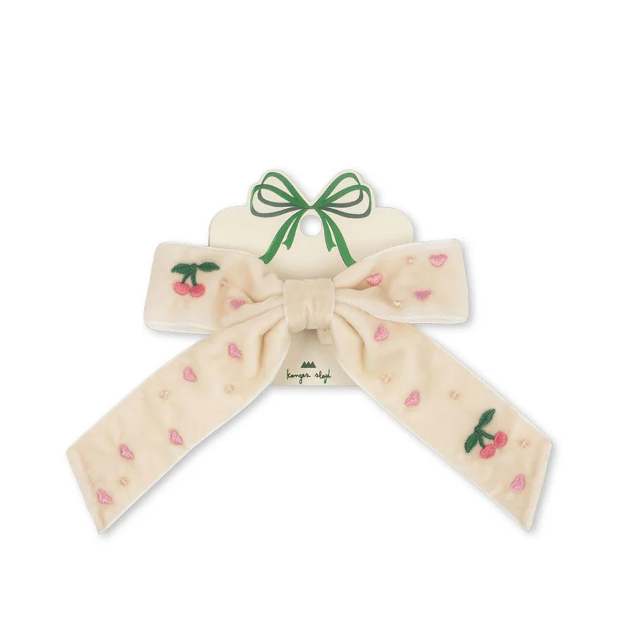 Konges Sløjd Fløjlssløjfe Med Perler, Pearled Ivory