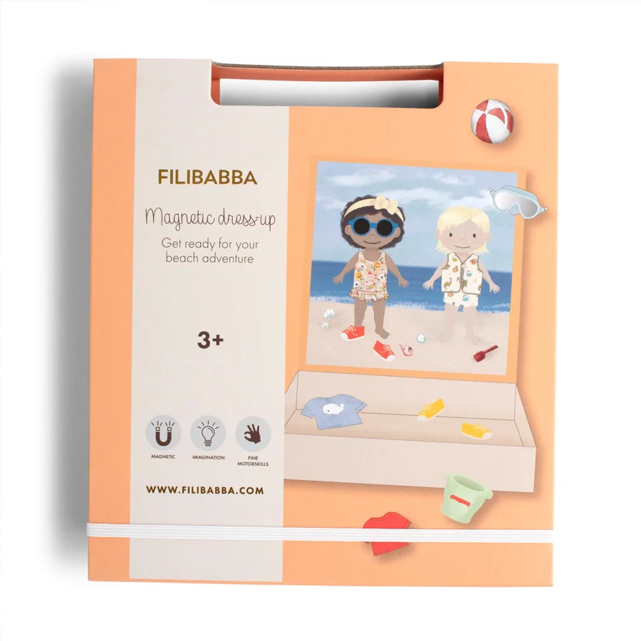 Filibabba magnetisk spil - påklædningsfigurer, en dag på stranden