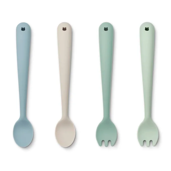 Liewood Kinder-Besteck, 4er-Pack, dusty mint multi mix