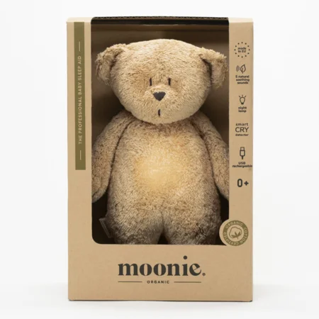 Moonie Organic Humming Bjørn med lampe, Cappuccino