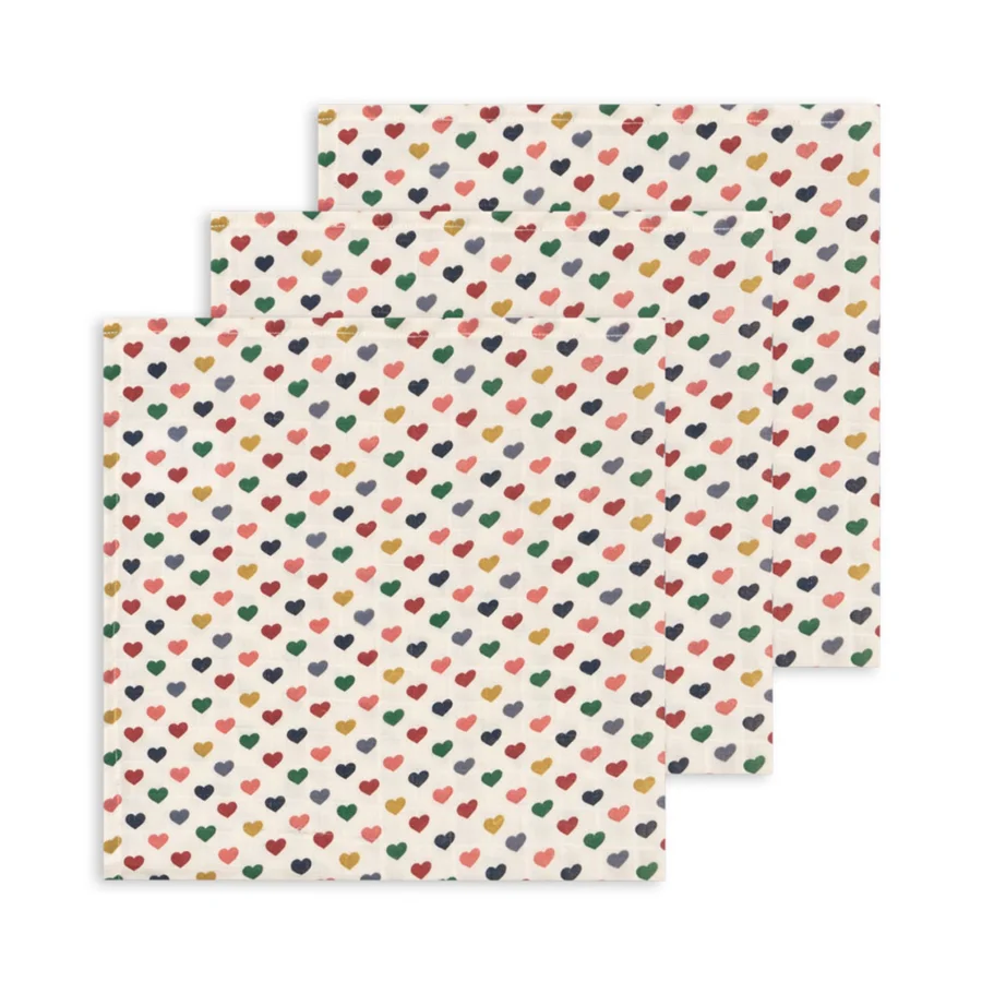 Konges Sløjd 3-pak stofble, coeur coloré