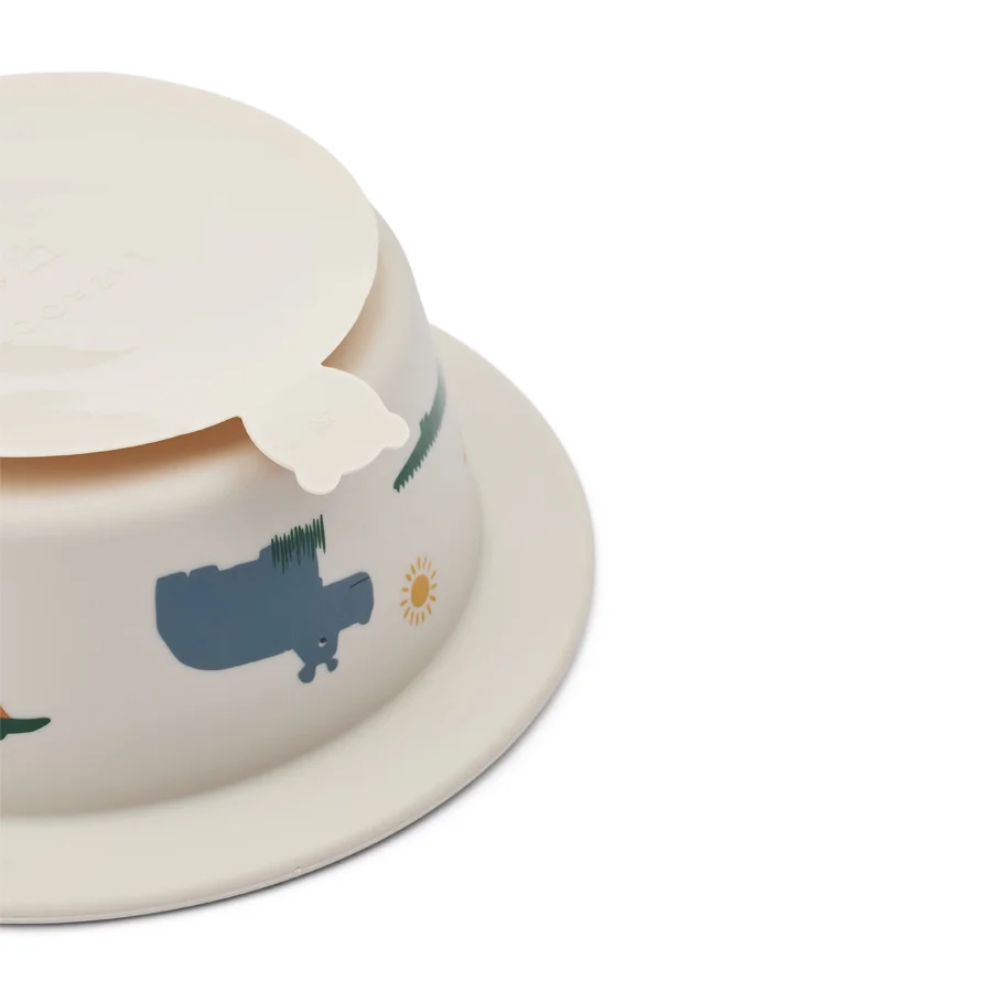 Liewood Peony printet 2-pak skål med sugekop, safari sandy mix