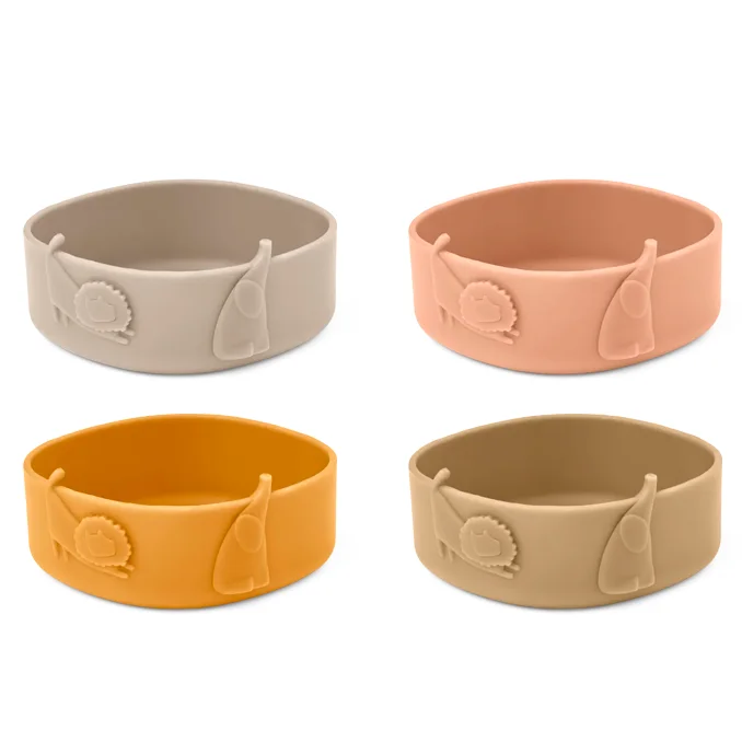 Liewood 4-pk skål, dyr - rose mix