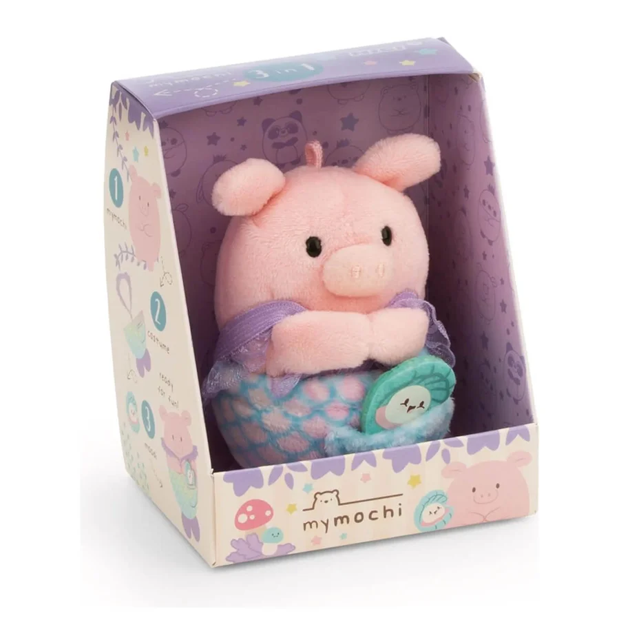 MyMochi Geschenkbox, Schweinchen mit Muschel/Meerjungfrauenkleid – 8 cm
