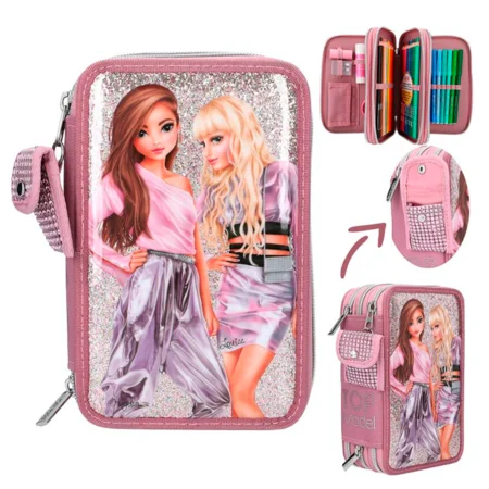 TOPModel trippel penalhus med vedhæng, glitter queen