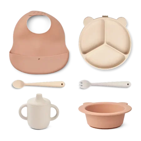 Liewood Stina Geschirr-Geschenkset, mr bear/tuscany rose multi mix