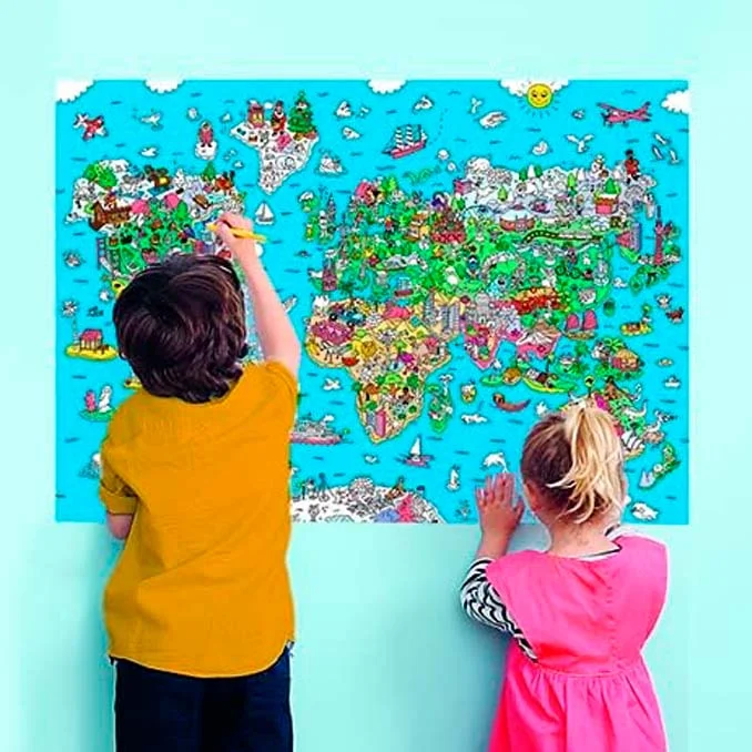 OMY Plakat med stickers 100x70, atlas