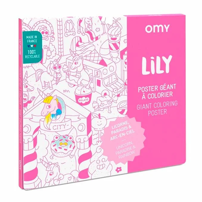 OMY plakat til farvelægning, Lilly Unicorn
