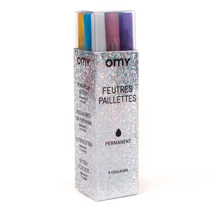 OMY Glitter tusser, 9 stk