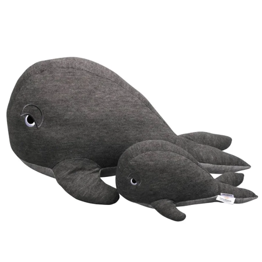 Filibabba hval bamse, grå 30 cm