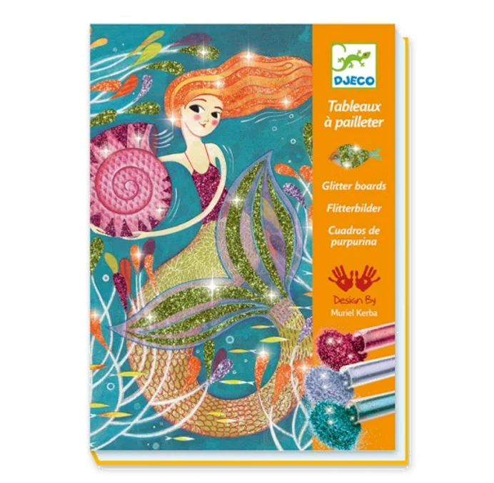 Djeco kreativ æske med glitterkort, Havfruer