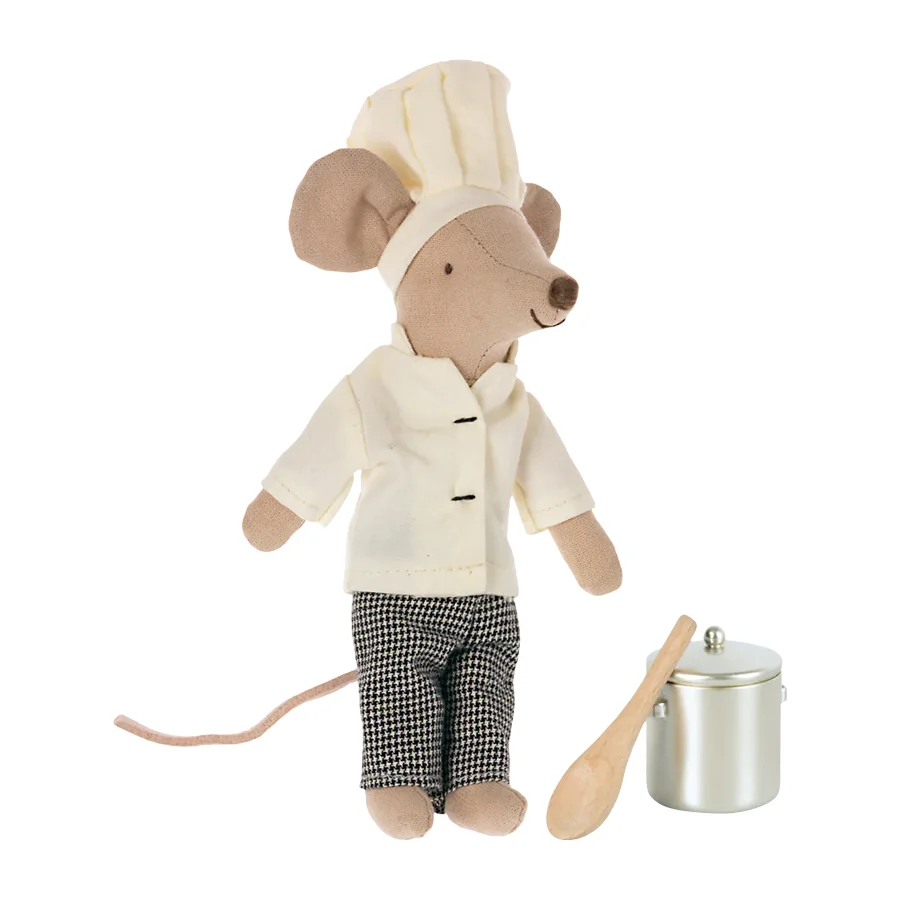 Maileg Kochmaus mit Suppentopf und Löffel