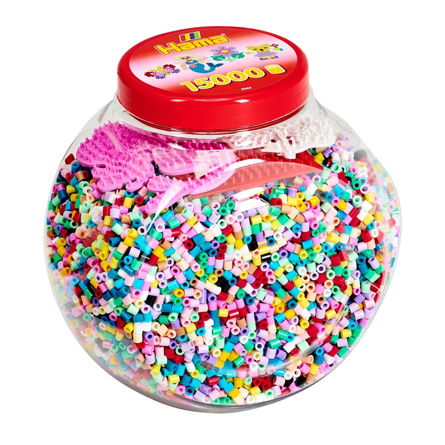 Hama midi perler i dåse inkl 3 plader, 15.000 - rød