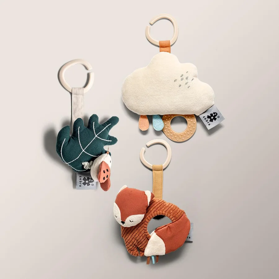 Sebra aktivitetstæppe m.legetøj, morning beige