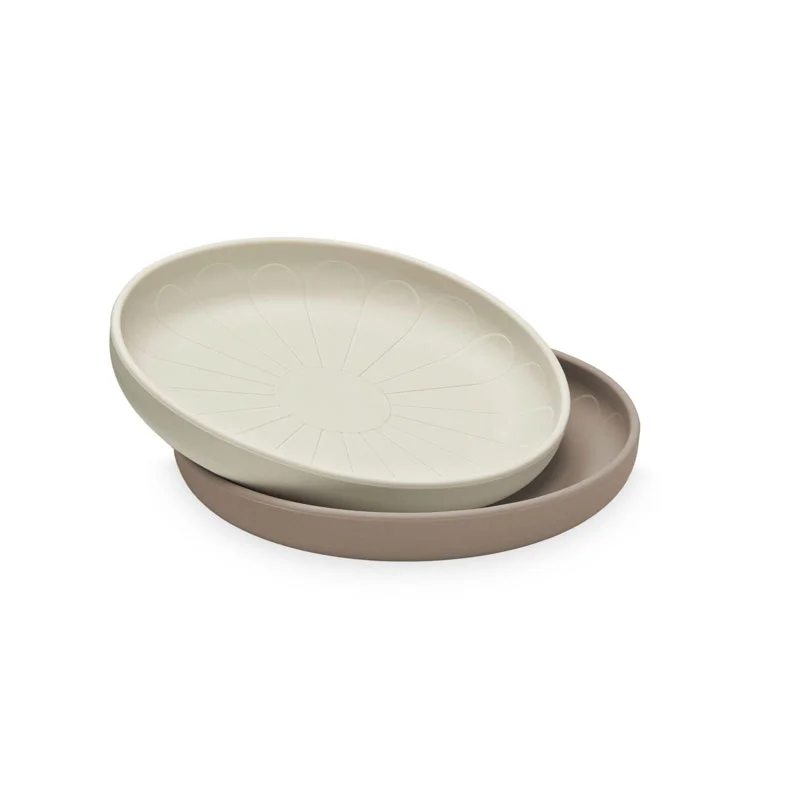 Cam Cam 2-pak silikone tallerkner, blomst - earth mix