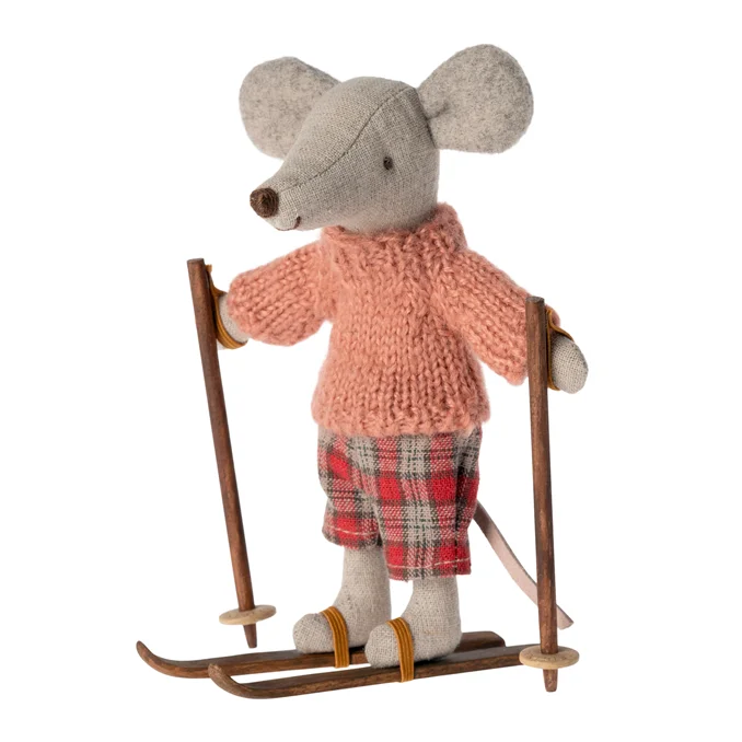 Maileg Ski og skistave, Storebror og -søster mus