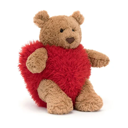 Jellycat Bartholomew bjørn i hjerte, 'heartthrob' 26 cm