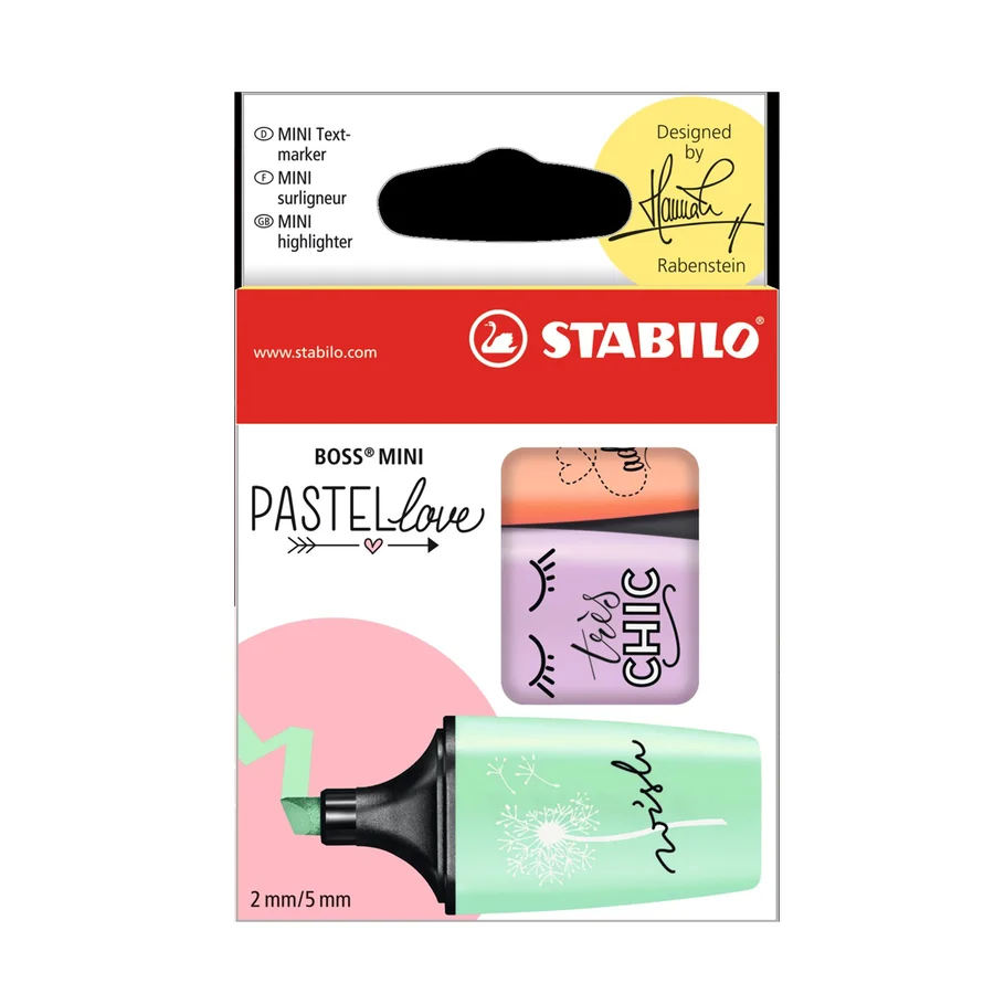 Stabilo mini pastel overstregning, 3 stk