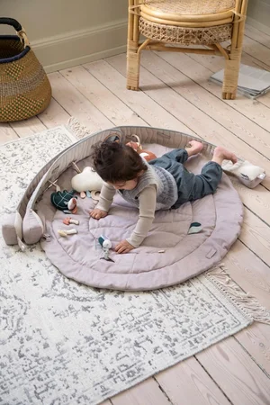 Sebra aktivitetstæppe m.legetøj, morning beige