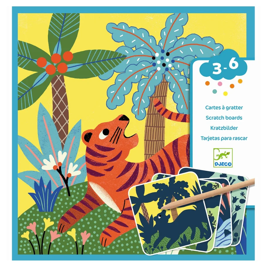 Djeco kreativ leg, Scratch kort for de små, Store dyr