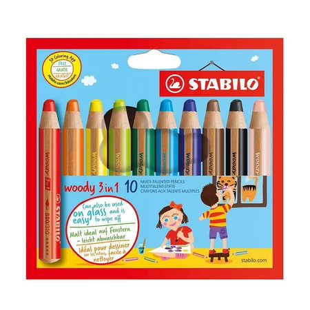 Stabilo farveblyanter Woody, 10 stk