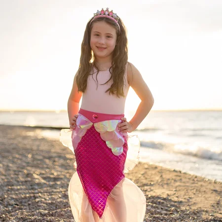 Great Pretenders Havfrue glimmer skørt sæt, pink str 5-6 år