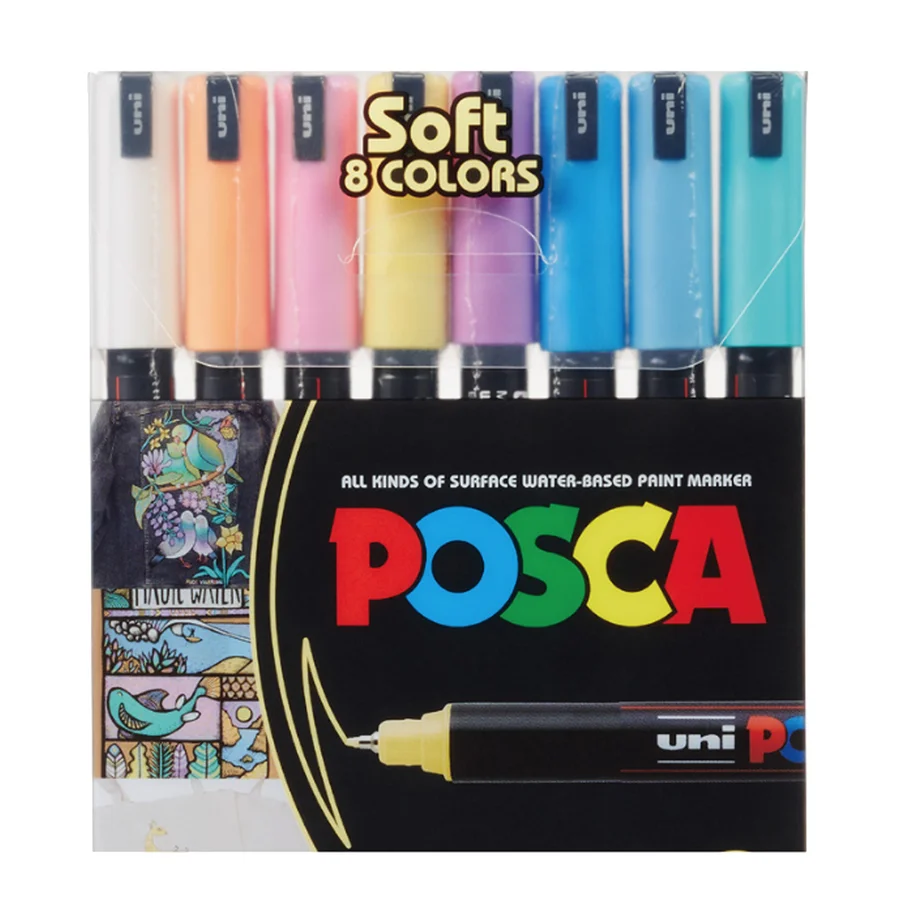 Posca marker PC-1MR, 8-pak pastelfarver