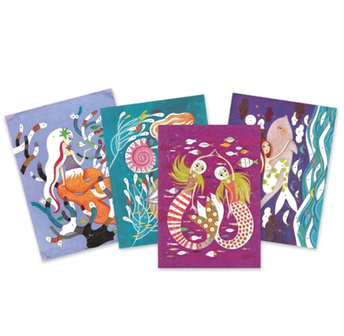 Djeco kreativ æske med glitterkort, Havfruer