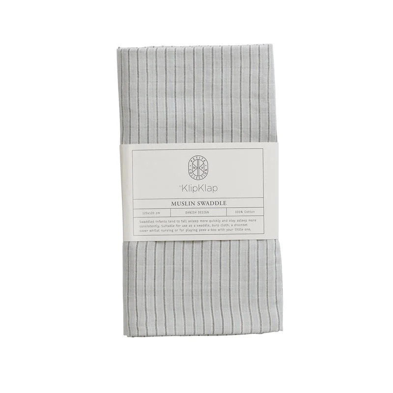 by KlipKlap babysvøb 120 x 120 cm, stripe - Moon Grey