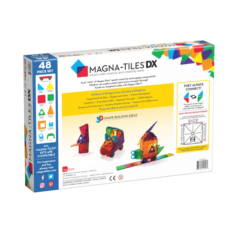 Magna-Tiles byggemagneter, clear - 48 dele