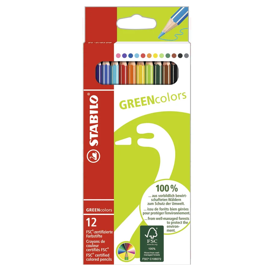 Stabilo Green farveblyanter, 12 stk