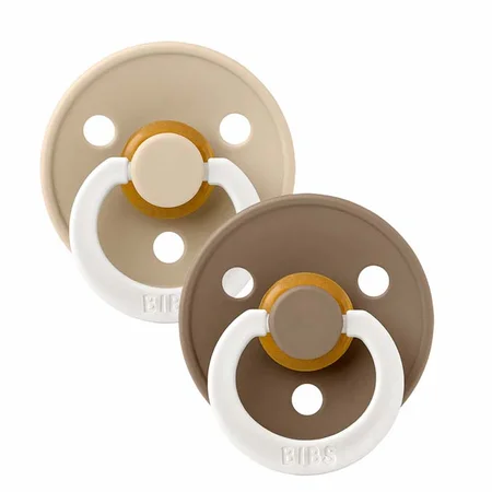 BIBS 2-pak rund sut, str 1 - vanilla NIGHT / dark oak NIGHT