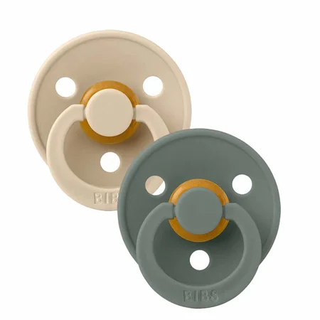 BIBS 2 pak, rund sut, str 1 - vanilla / pine