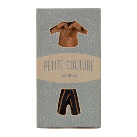 Maileg tøj til far mus, skjorte og stribede bukser