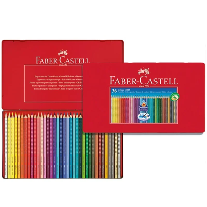 Faber-Castell akvarel grip farveblyanter, 36 stk i metalæske