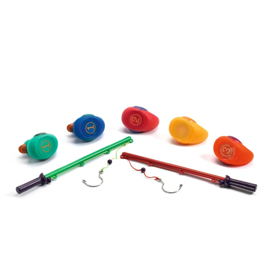 Djeco Badeænder med Fiskestænger, Klare Farver