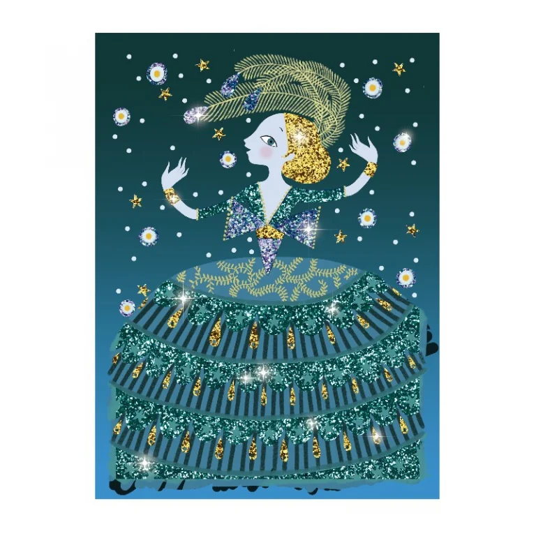 Djeco kreativ æske med glitterkort, kjoler