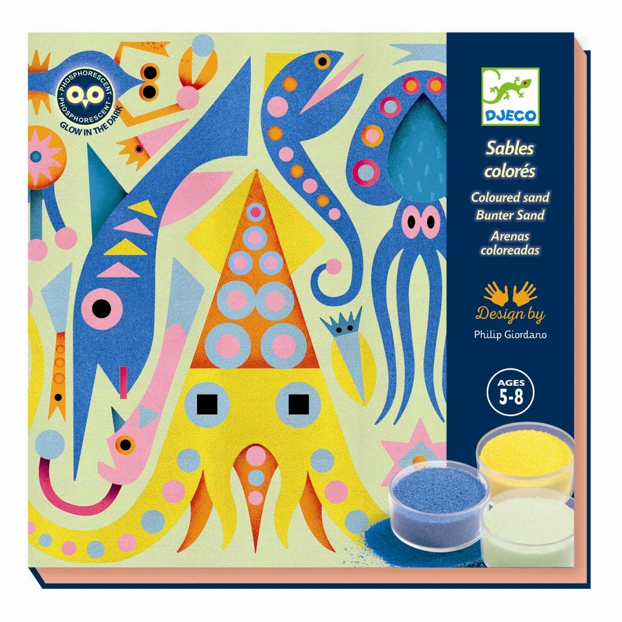 Djeco kreativ æske, farvet sand - Lysende hav