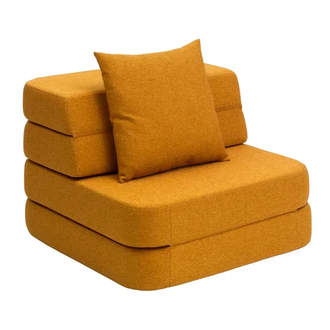 by KlipKlap 3 Fold sofa single, mustard med mustard knap