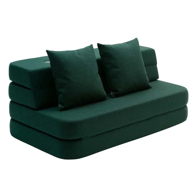 by KlipKlap 3 Fold sofa dyb grøn med lys grøn knap