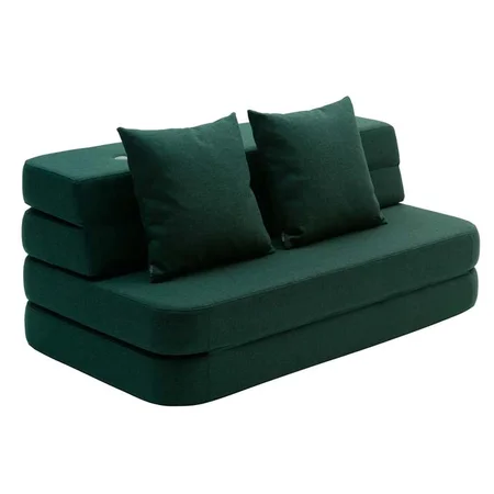 by KlipKlap 3 Fold sofa dyb grøn med lys grøn knap