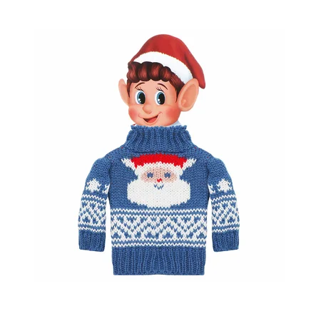 Elves Behavin' Badly, Alfe Luksus Strikket Sweater, Blå