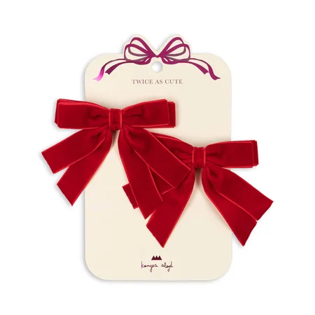 Konges Sløjd 2er-Pack Velours-Doppelschleife, Barbados Cherry