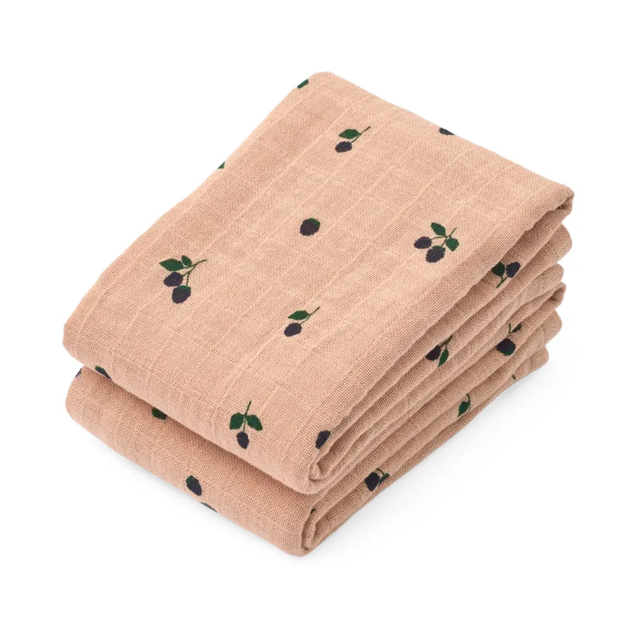 Liewood Lewis Muslin Stofble 2-pak, Mini Berry/Pale Tuscany