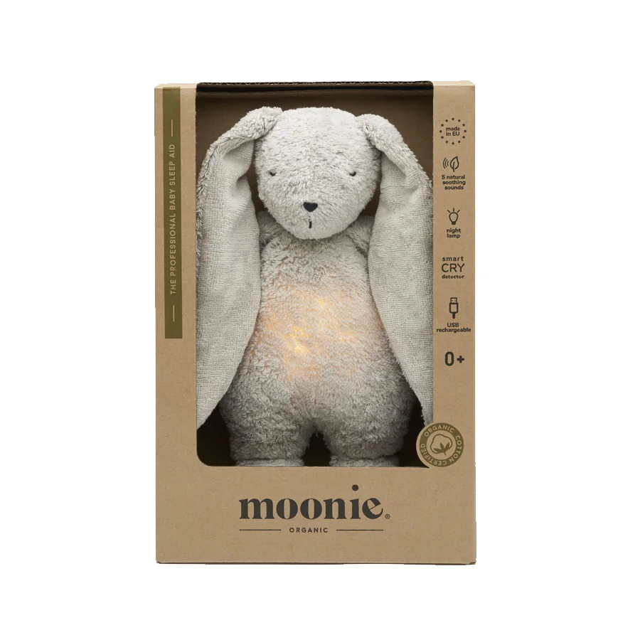 Moonie 2.0 Organic Humming kanin med lampe, Gray