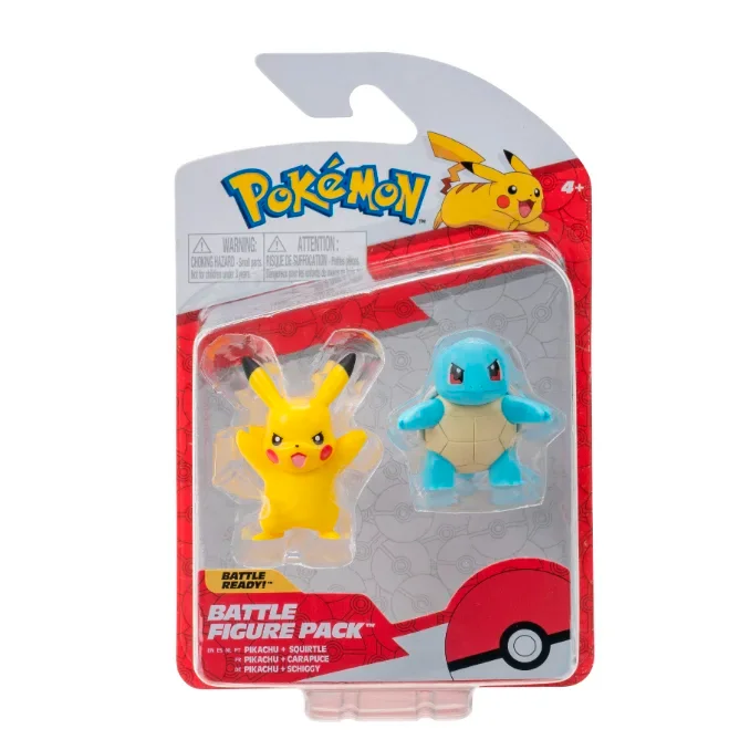 Pokemon battle figurer 2-pak, Squirtle og Pikachu