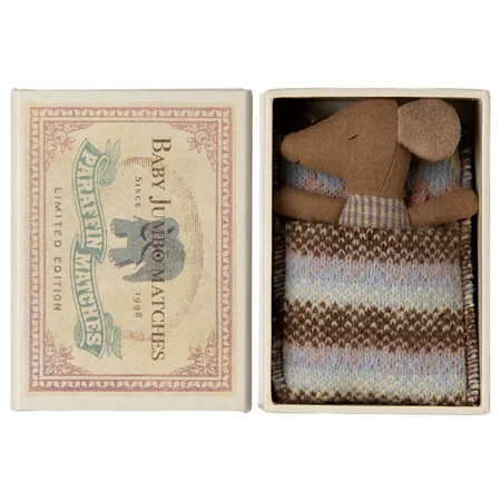 Maileg Sove-vågen baby mus i tændstiksæske, rose