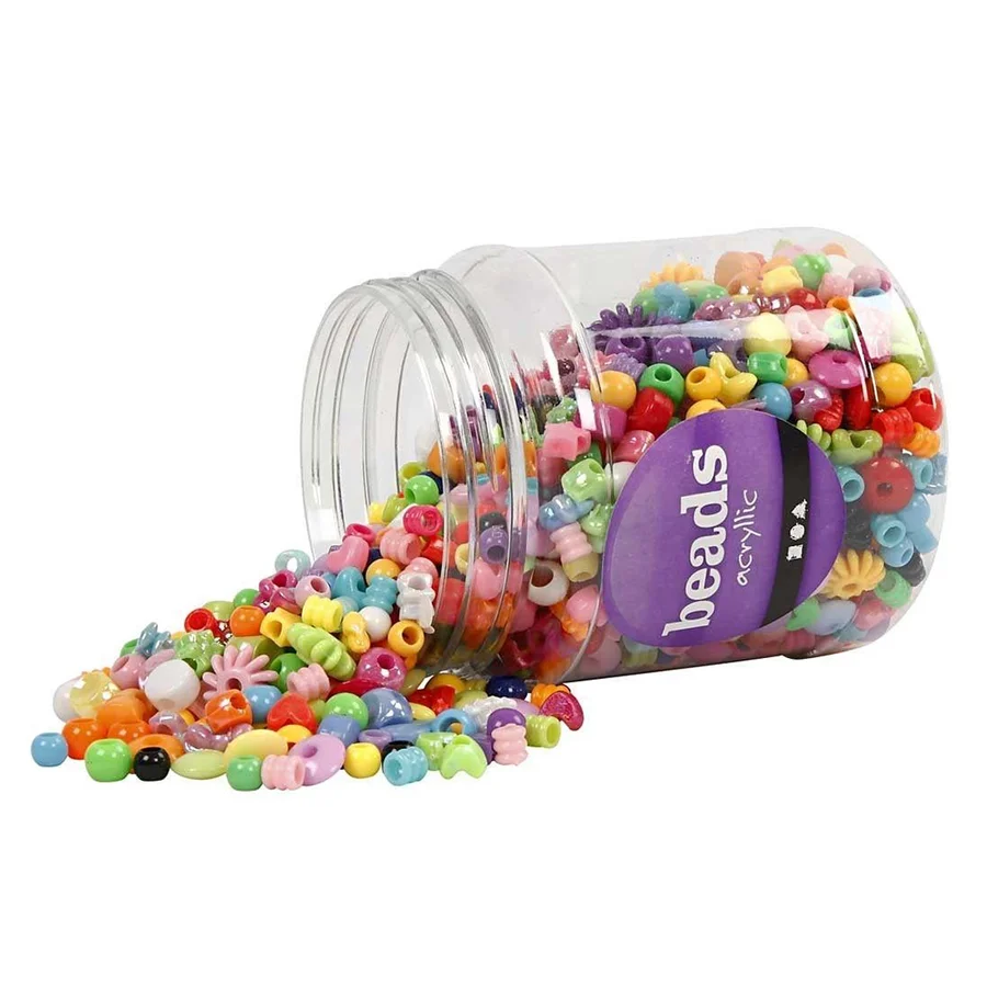 Bøtte med plastperler, ca 1175 stk